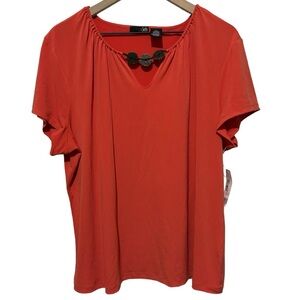 NWT East 5th Short Sleeve Orange Blouse Women's Size 2X
